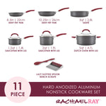 11-Piece Create Delicious Hard Anodized Nonstick Induction Cookware Set 81124 - 26644096647350