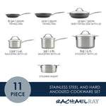 11- Piece Professional Hard-Anodized Nonstick and Induction Stainless Steel Cookware Set 70033 - 27691191074998