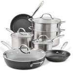 11- Piece Professional Hard-Anodized Nonstick and Induction Stainless Steel Cookware Set 70033 - 27691193467062